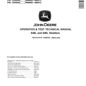 John Deere 848L 948L Skidders Operation Test Manual TM13137X19 (1)
