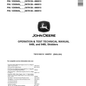 John Deere 848L 948L Skidders Operation Test Manual TM13139X19 (1)