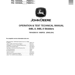 John Deere 848L II 948L II Skidders Operation Test Manual TM14335X19 (1)