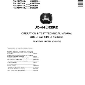 John Deere 848L II 948L II Skidders Operation Test Manual TM14339X19 (1)