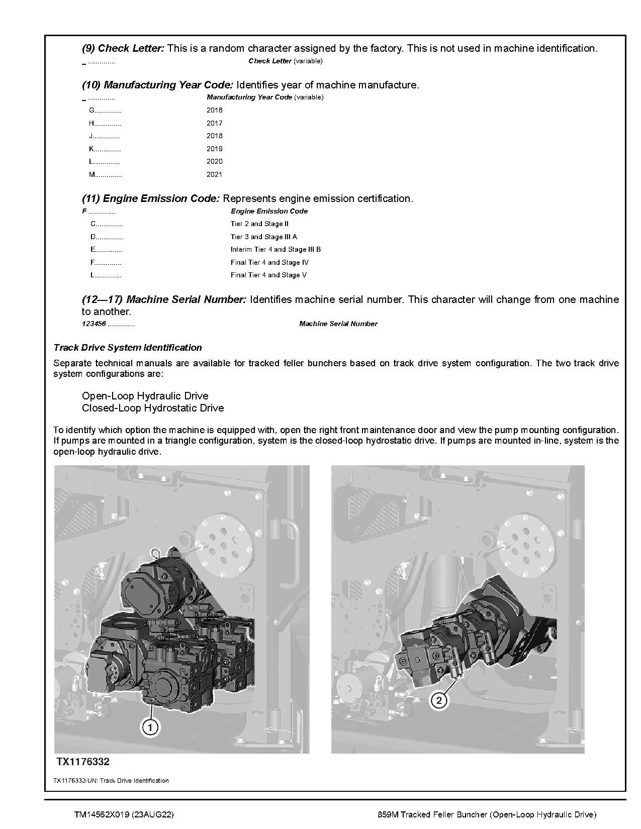 John Deere 859M Open Loop Hydraulic Drive Tracked Feller Bunchers Operation Test Manual TM14562X019 (2)