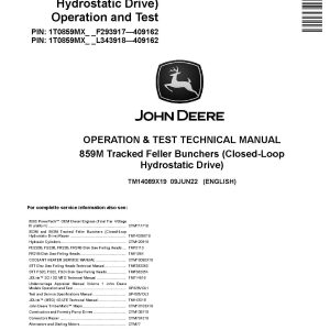 John Deere 859M Tracked Feller Bunchers Closed Loop Hydrostatic Drive Operation Test Manual TM14089X19 (1)