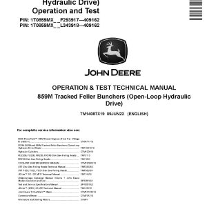 John Deere 859M Tracked Feller Bunchers Open Loop Hydraulic Drive Operation Test Manual TM14087X19 (1)