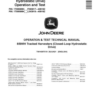 John Deere 859MH Harvesters Closed Loop Hydrostatic Drive Operation Test Manual TM14097X19 (1)