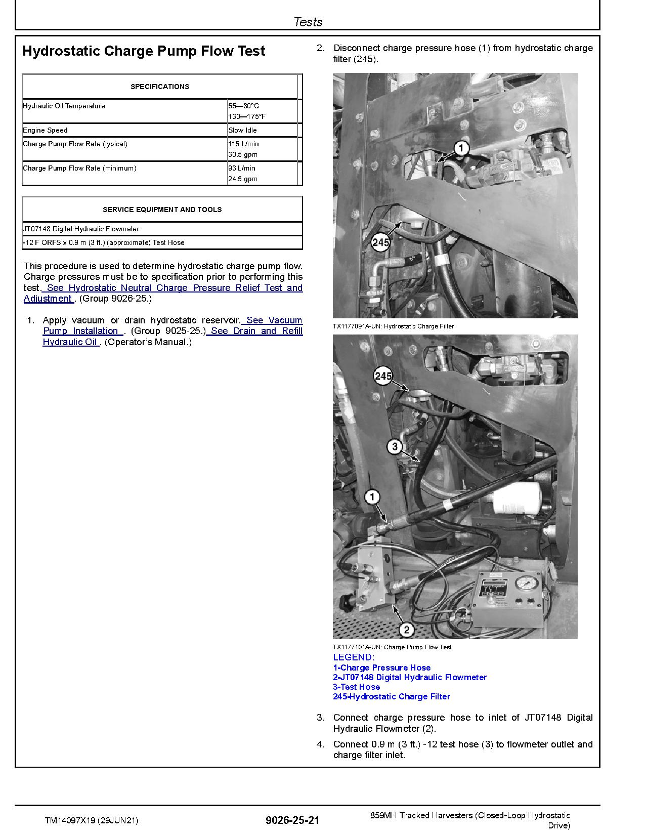 John Deere 859MH Harvesters Closed Loop Hydrostatic Drive Operation Test Manual TM14097X19 (4)