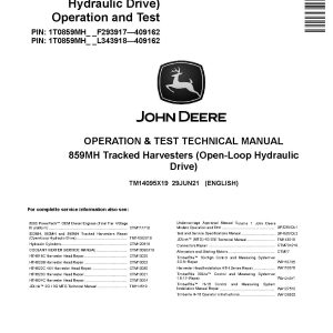 John Deere 859MH Harvesters Open Loop Hydraulic Drive Operation Test Manual TM14095X19 (1)