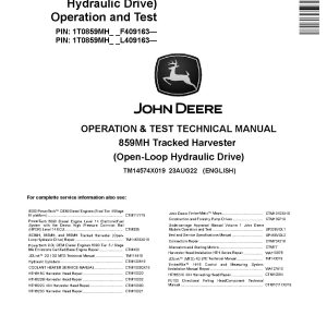 John Deere 859MH Open Loop Hydraulic Drive Tracked Harvesters Operation Test Manual TM14574X019 (1)
