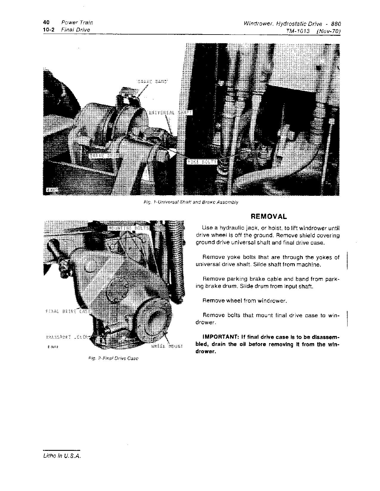 John Deere 880 Hydrostatic Drive Windrowers Technical Manual TM1013 (2)