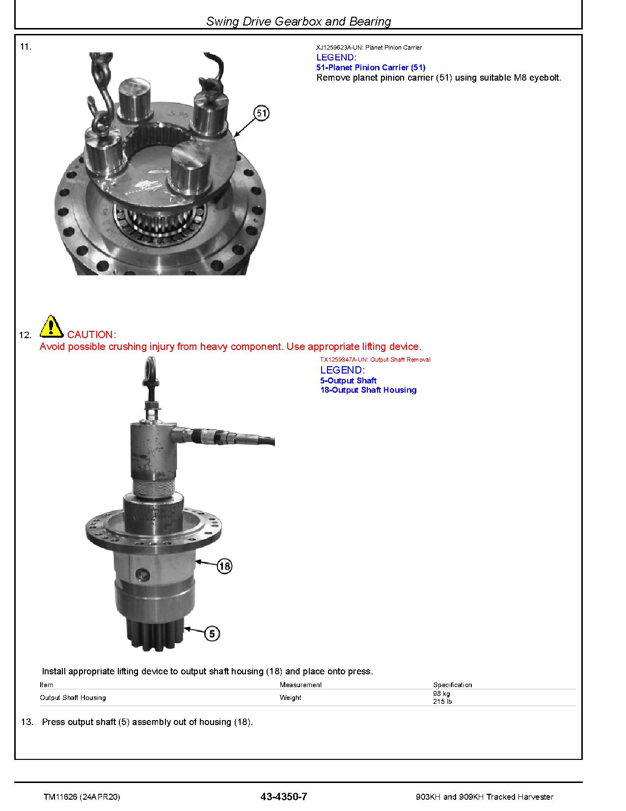 John Deere 903KH 909KH Tracked Harvesters Repair Manual TM11626 (4)