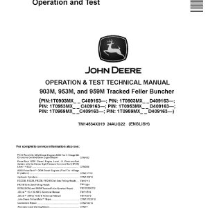 John Deere 903M 953M 959M Tracked Feller Bunchers Operation Test Manual TM14534X019 (1)