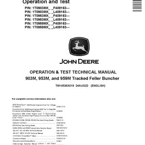 John Deere 903M 953M 959M Tracked Feller Bunchers Operation Test Manual TM14536X019 (1)