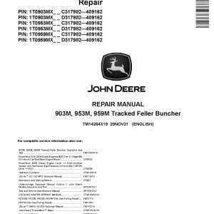 John Deere 903M 953M 959M Tracked Feller Bunchers Repair Manual TM14264X19 (1)