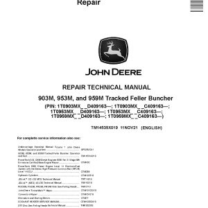 John Deere 903M 953M 959M Tracked Feller Bunchers Repair Manual TM14535X019 (1)