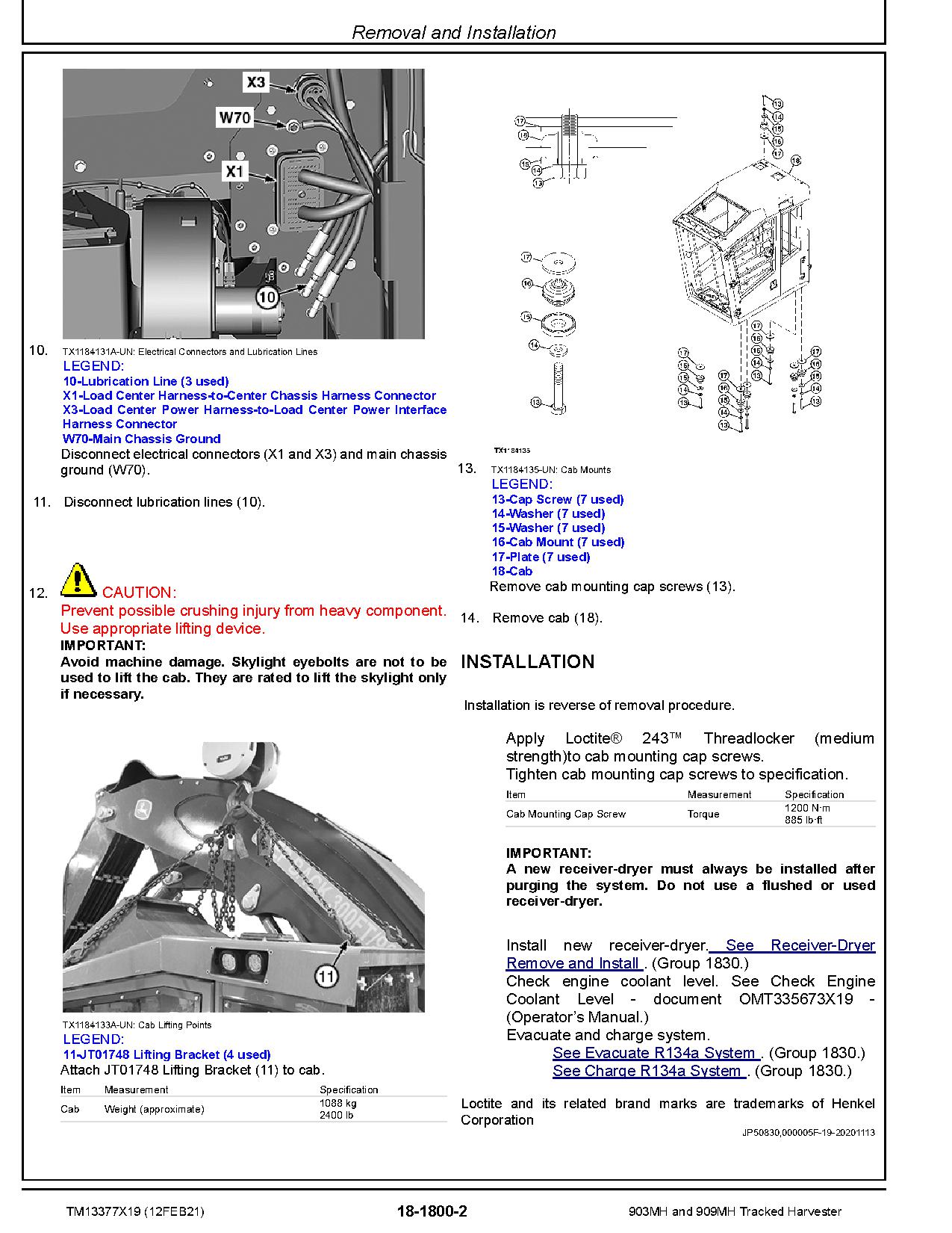 John Deere 903MH 909MH Tracked Harvesters Repair Manual TM13377X19 (2)