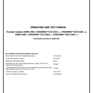 John Deere 909M 959M Tracked Feller Bunchers Operation Test Manual TM13233X19 (1)