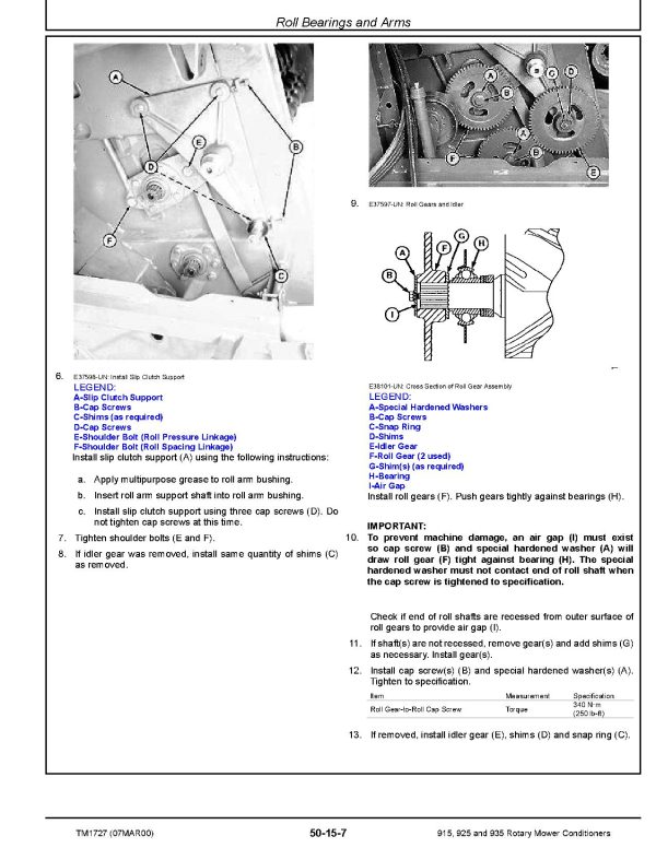John Deere 915 925 935 Rotary Mower Conditioners Technical Manual TM1727 (4)