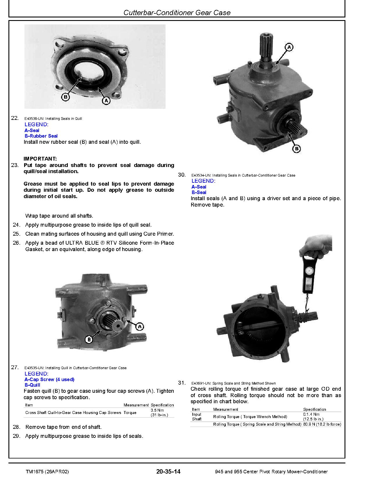 John Deere 945 955 Center Pivot Rotary Mower Conditioners Technical Manual TM1675 (3)