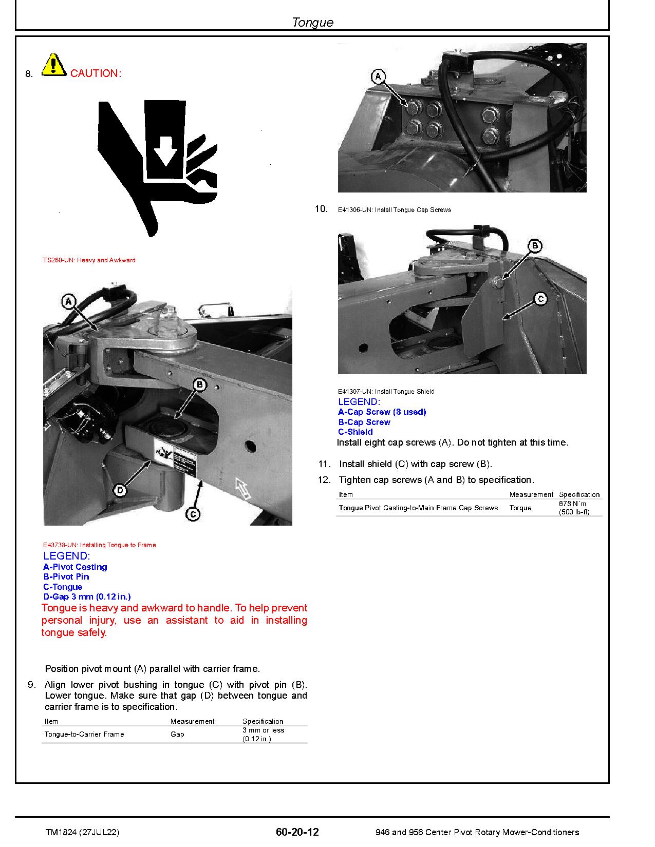 John Deere 946 956 Center Pivot Rotary Mower Conditioners Repair Manual TM1824 (4)