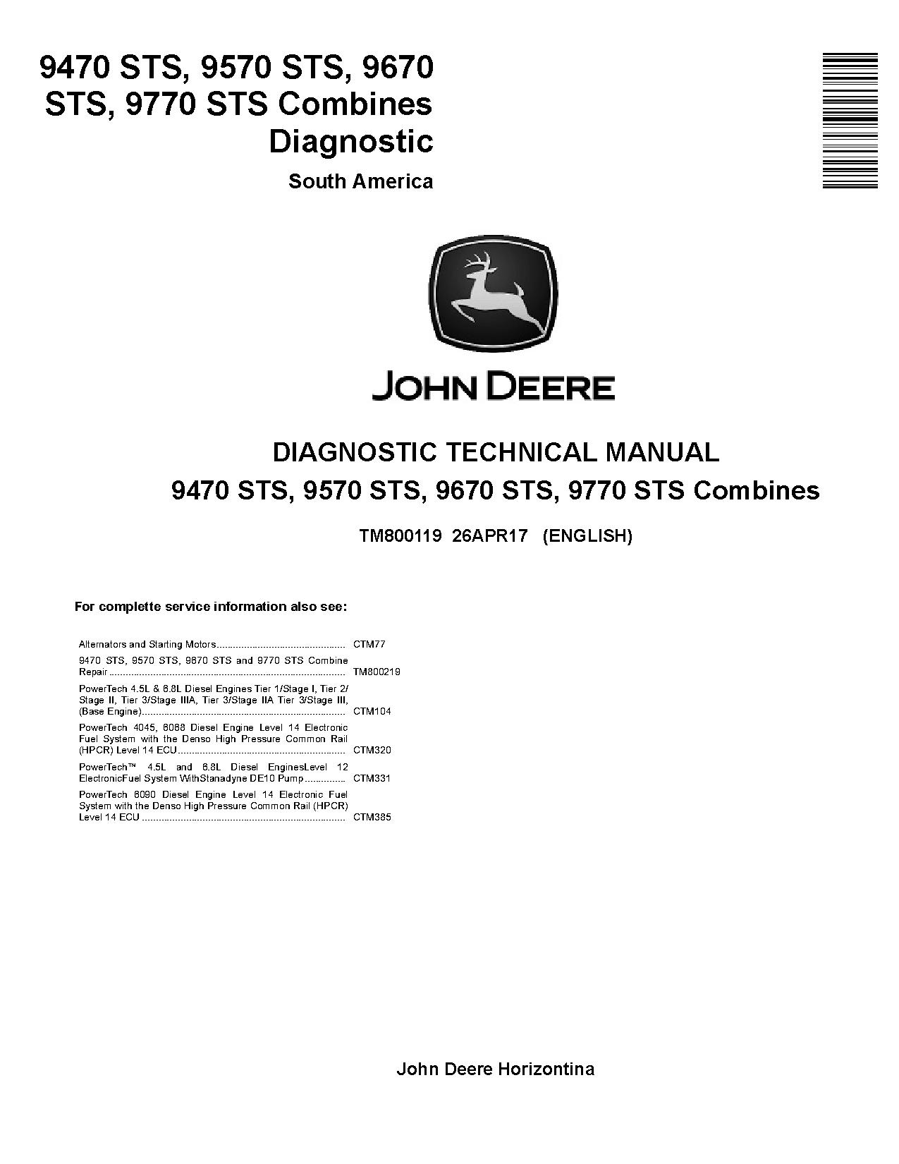 John Deere 9470 9570 9670 9770 STS Combines Diagnostic Manual TM800119 (1)