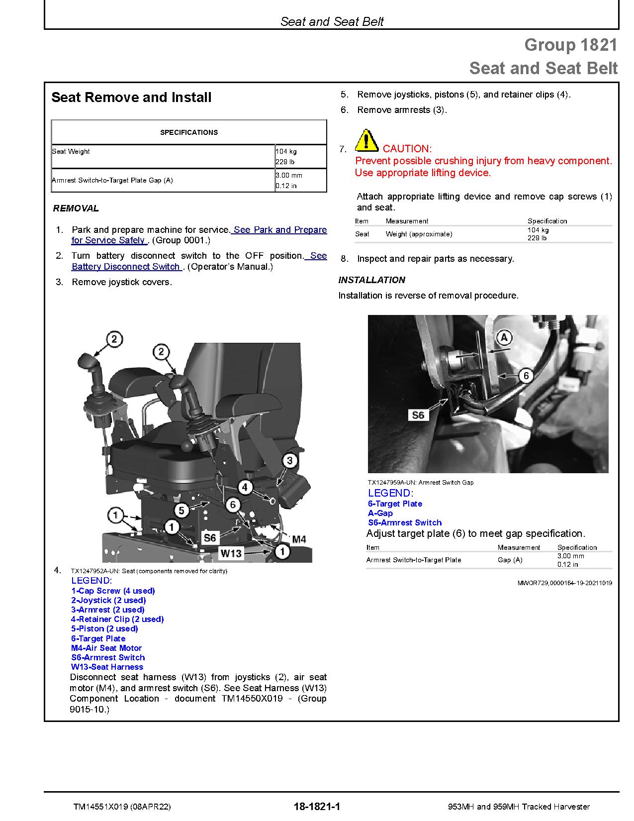 John Deere 953MH 959MH Tracked Harvesters Repair Manual TM14551X019 (2)
