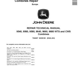 John Deere 9540 9560 9580 9640 9660 9680 Combines Repair Manual TM4697 (1)
