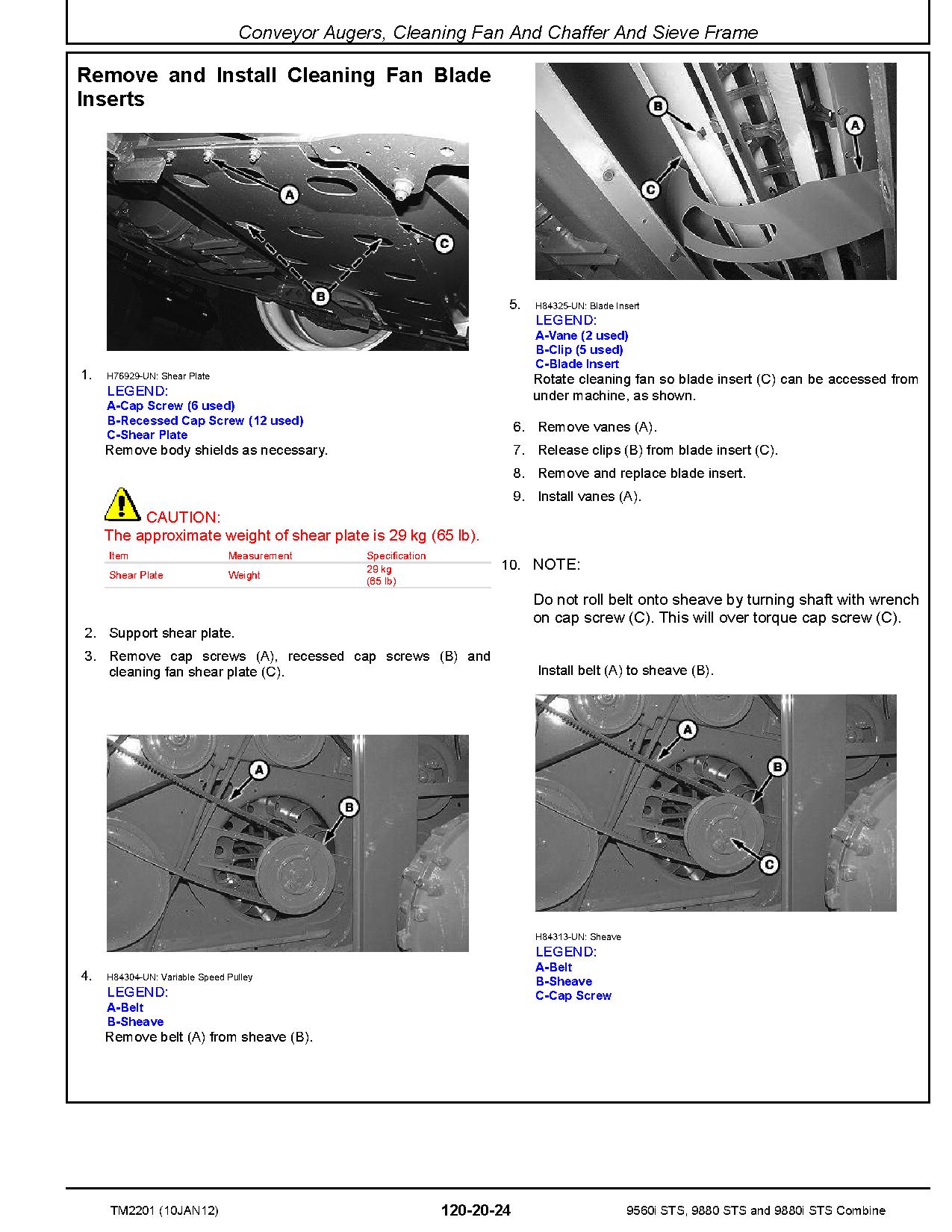 John Deere 9560i 9880 9880i STS Combines Repair Manual TM2201 (4)