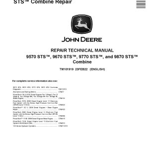 John Deere 9570 9670 9770 9870 STS Combines Repair Manual TM101919 (1)
