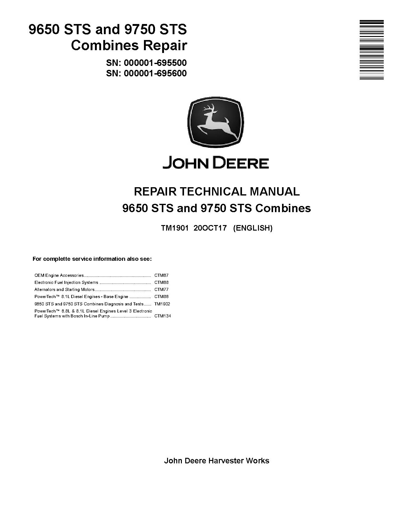 John Deere 9650 9750 Combines Repair Manual TM1901 (1)