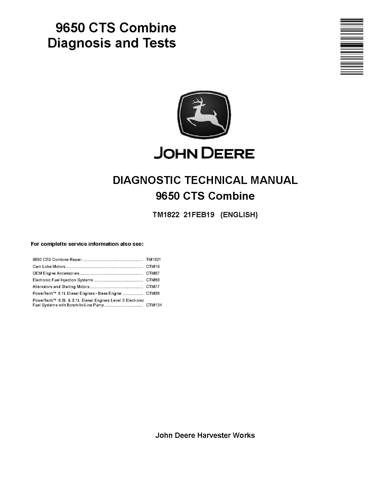 John Deere 9650 CTS Combines Diagnostic Manual TM1822 (1)