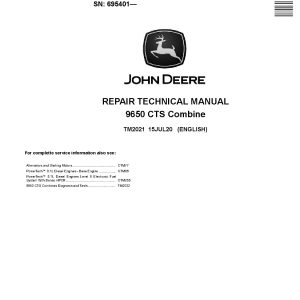 John Deere 9650 CTS Combines Repair Manual TM2021 (1)