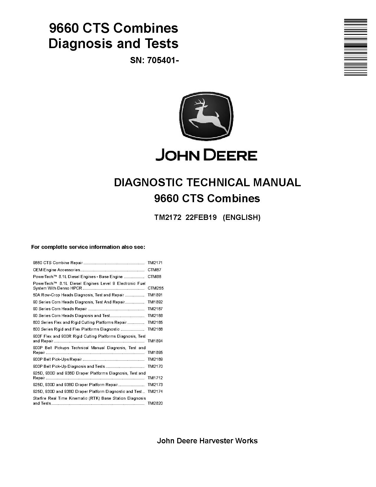 John Deere 9660 CTS Combines Diagnostic Manual TM2172 (1)