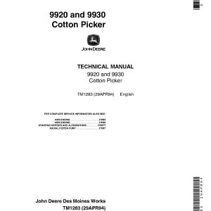 John Deere 9920 9930 Cotton Pickers Technical Manual TM1283 (1)