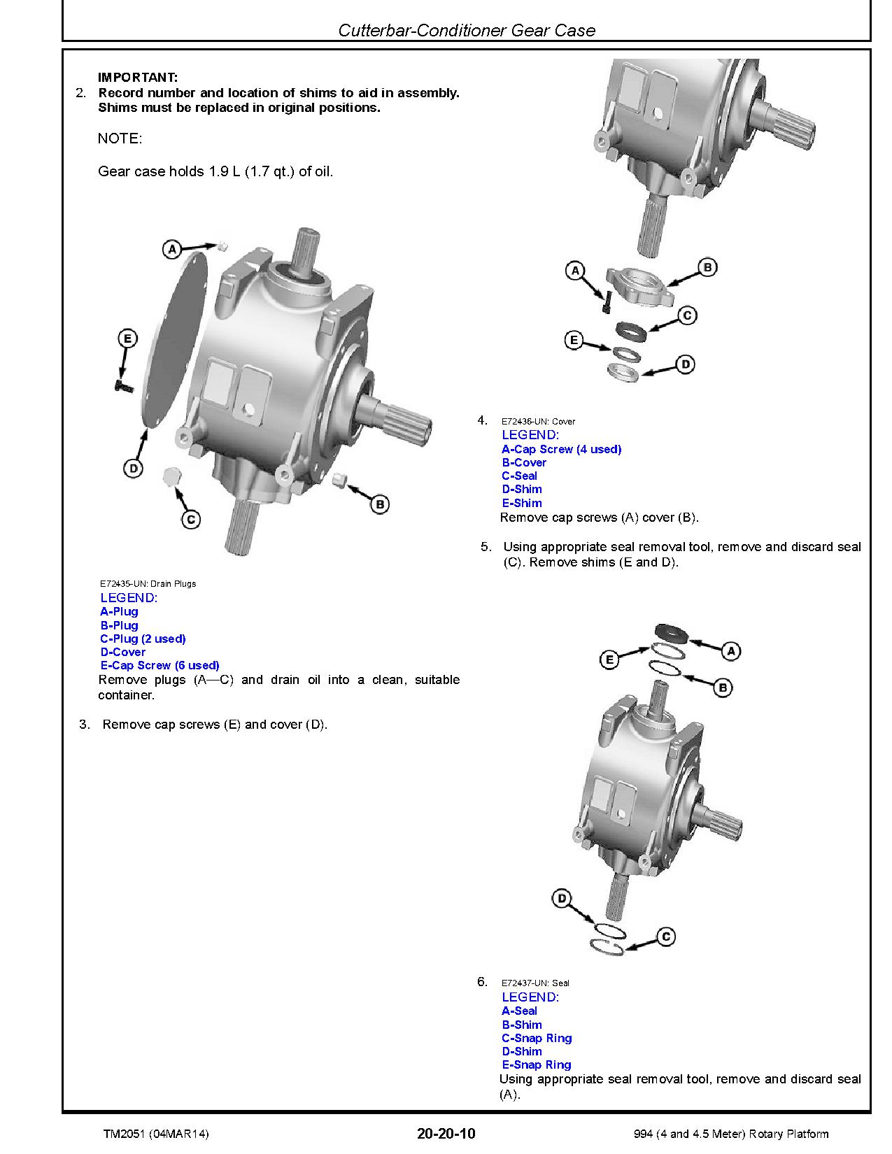John Deere 994 4 and 4.5 Meter Rotary Platforms Technical Manual TM2051 (2)