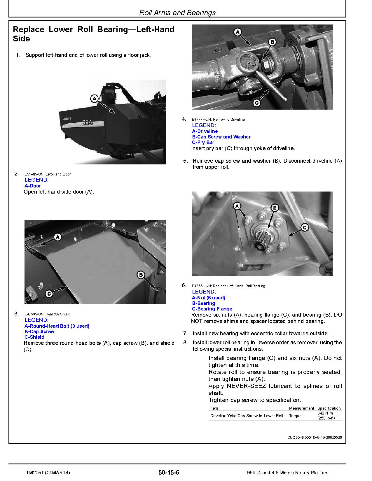John Deere 994 4 and 4.5 Meter Rotary Platforms Technical Manual TM2051 (4)