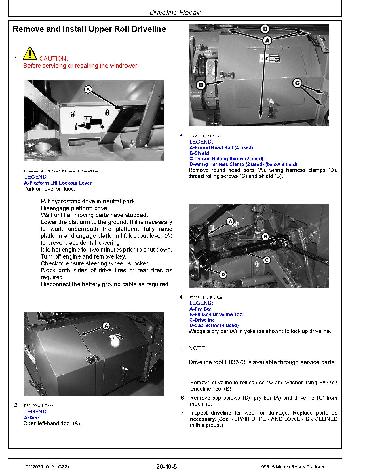 John Deere 995 5 Meter Rotary Platforms Technical Manual TM2039 (2)