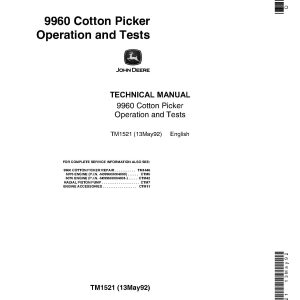 John Deere 9960 Cotton Pickers Operation and Test Manual TM1521 (1)