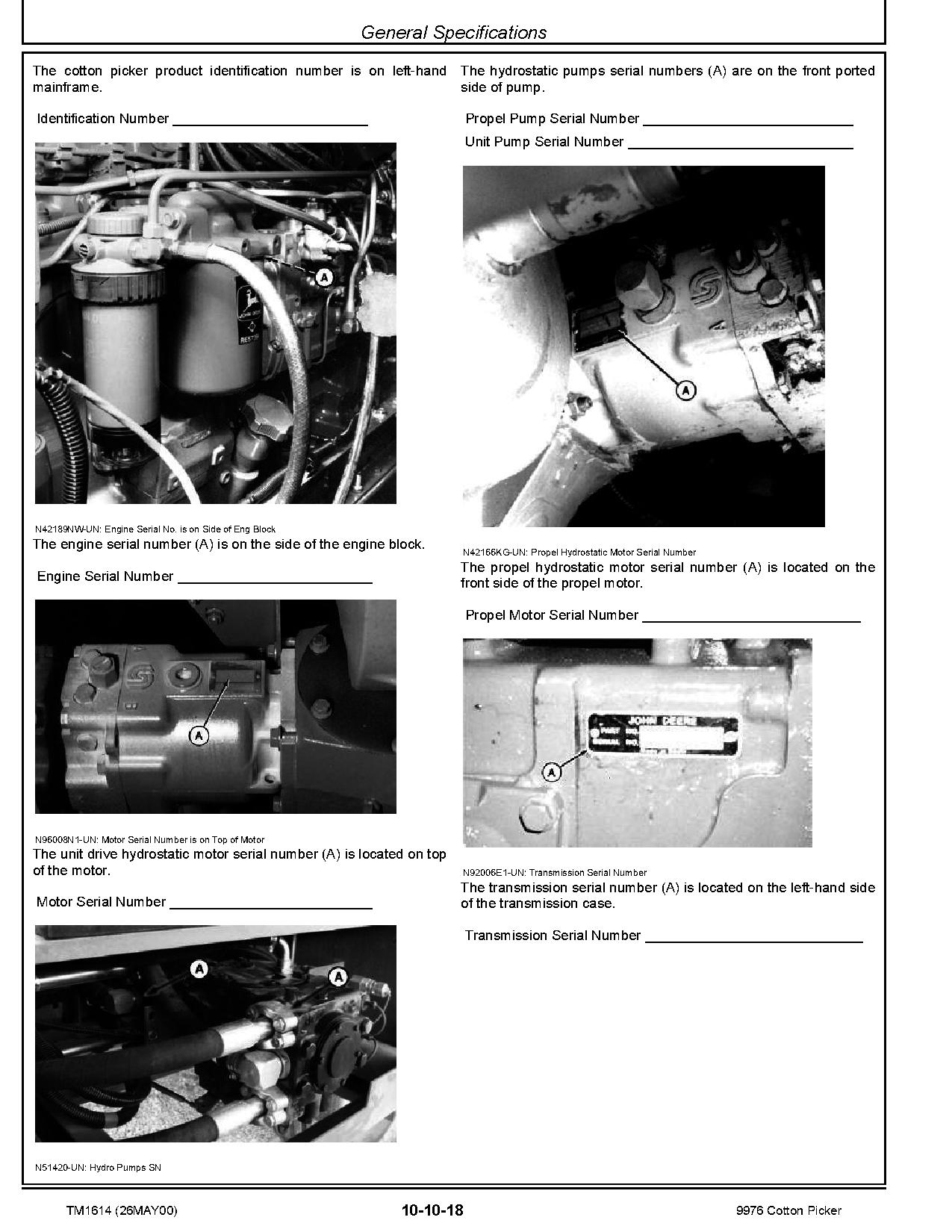 John Deere 9976 Cotton Pickers Repair Manual TM1614 (2)