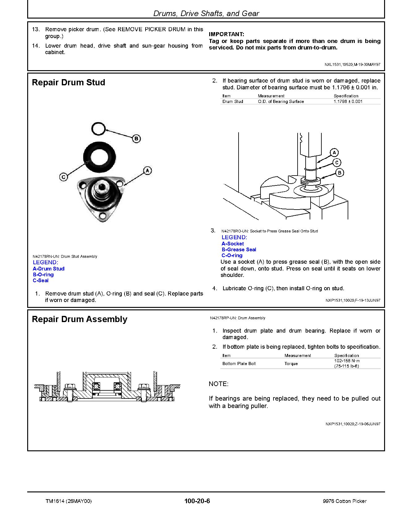 John Deere 9976 Cotton Pickers Repair Manual TM1614 (4)