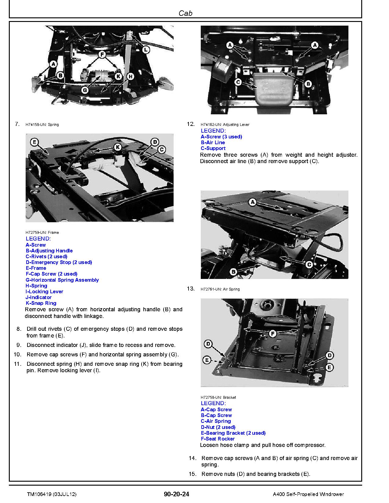 John Deere A400 Self Propelled Windrowers Repair Manual TM106419 (4)