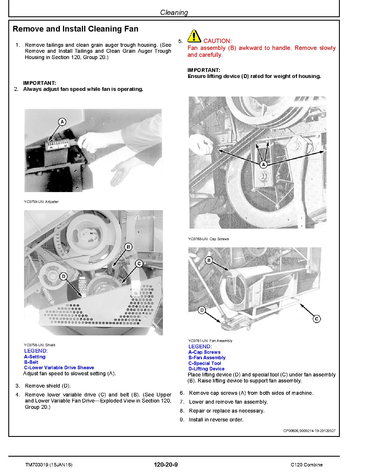 John Deere C120 Combines Technical Manual TM703019 (4)