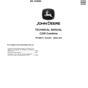 John Deere C230 4LZ 11 4LZ 11A Combines Technical Manual TM128519 (1)