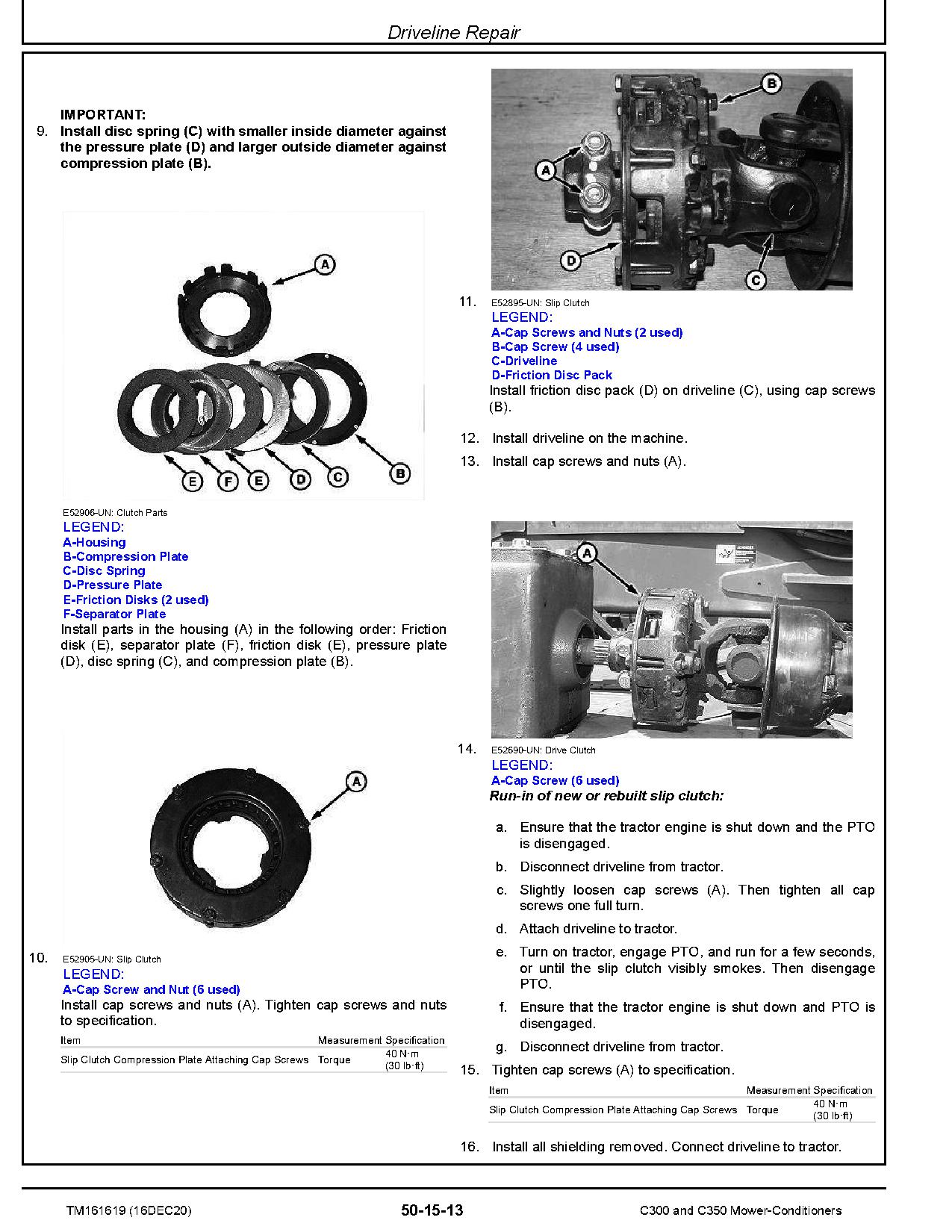 John Deere C300 C350 Mower Conditioners Repair Manual TM161619 (2)
