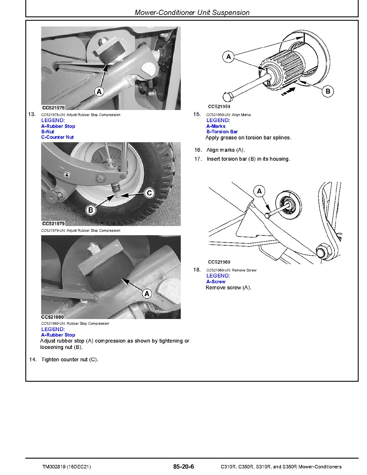John Deere C310R C350R S310R S350R Mower Conditioners Technical Manual TM302819 (4)