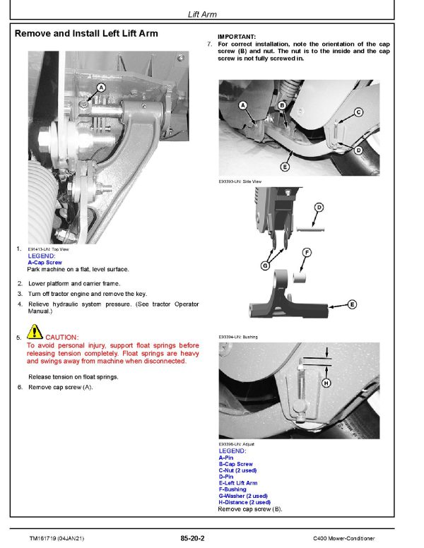 John Deere C400 Mower Conditioners Technical Manual TM161719 (3)