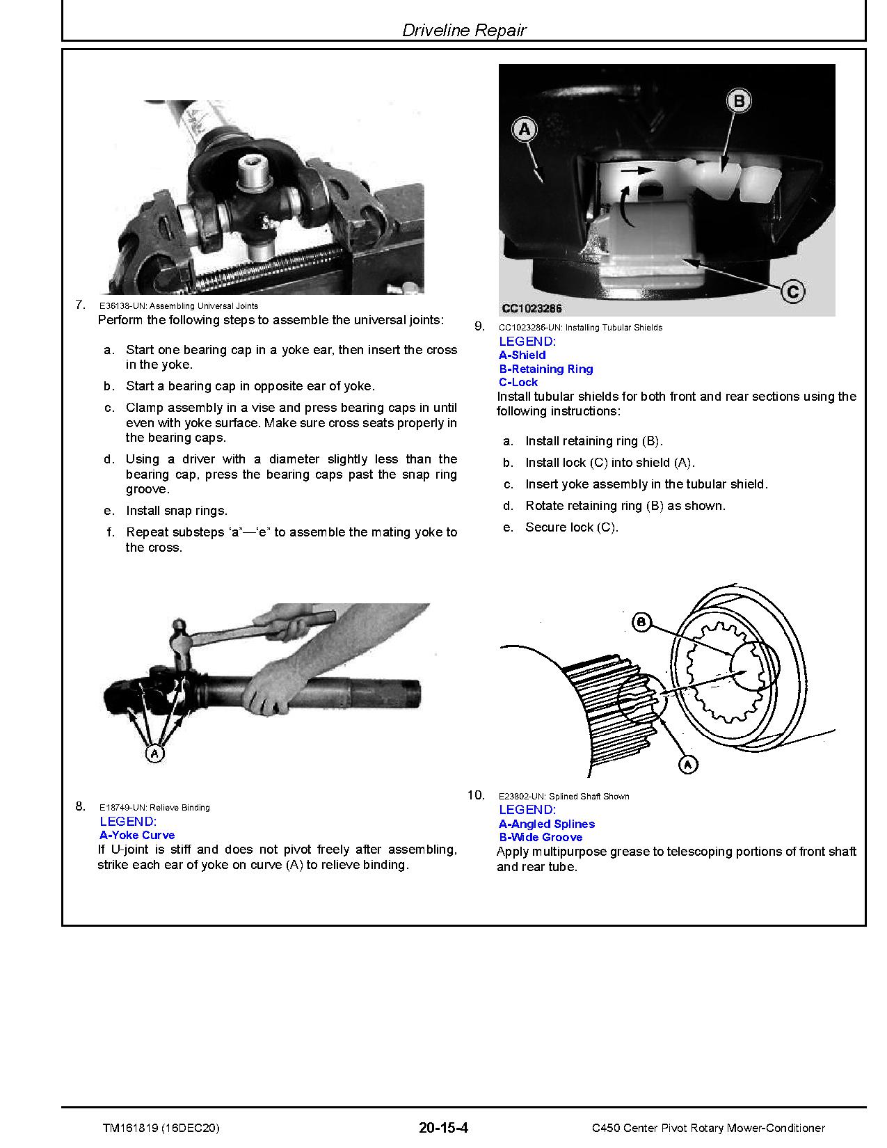 John Deere C450 Center Pivot Rotary Mower Conditioners Repair Manual TM161819 (2)