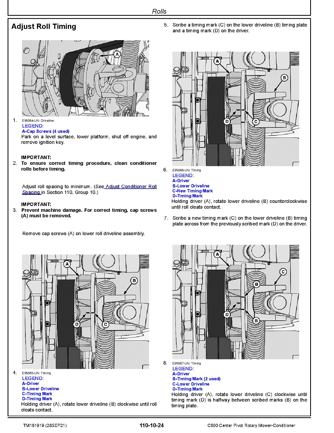 John Deere C500 Center Pivot Rotary Mower Conditioners Repair Manual TM161919 (4)