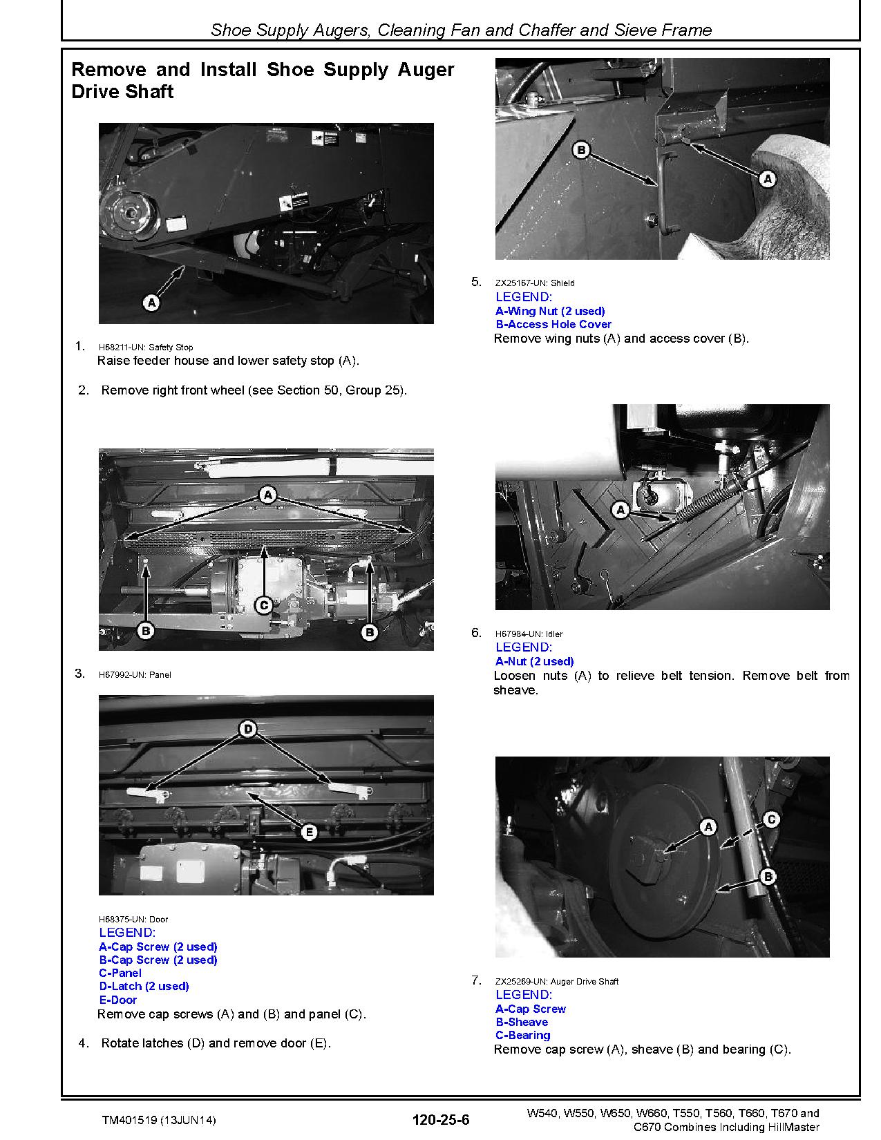 John Deere C670 T550 T560 T660 T670 W540 W550 W650 W660 Combines Repair Manual TM401519 (4)