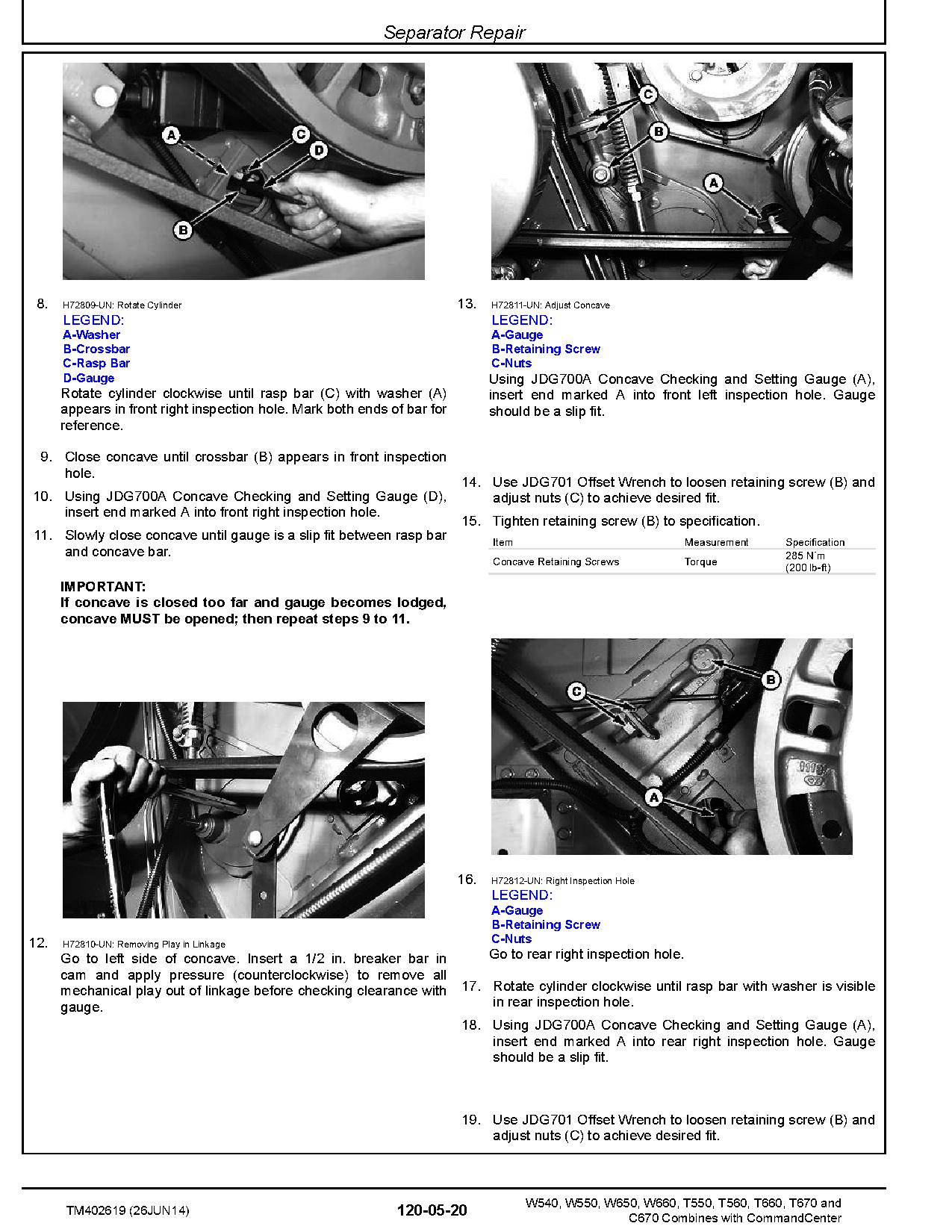 John Deere C670 T550 T560 T660 T670 W540 W550 W650 W660 Combines Repair Manual TM402619 (4)