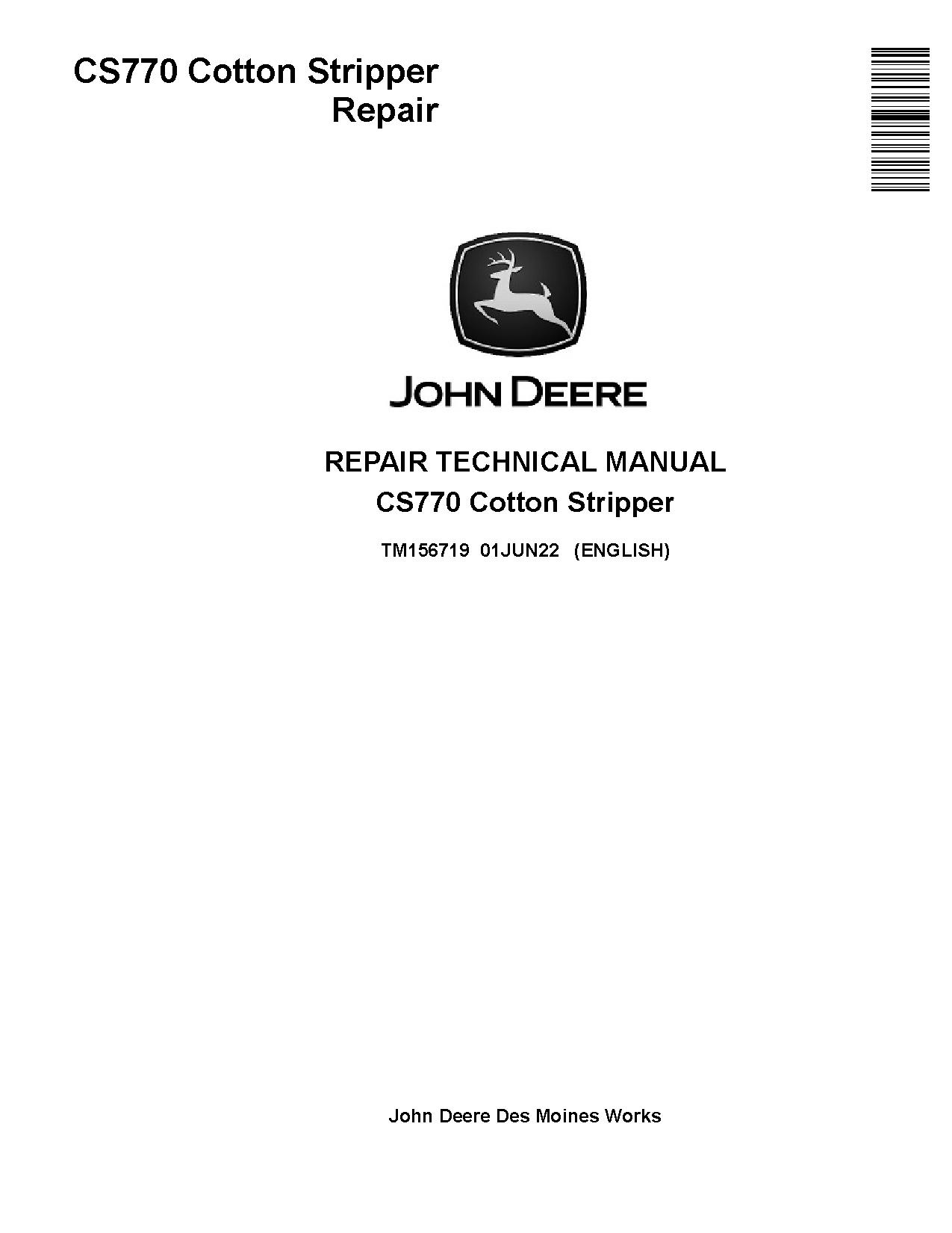 John Deere CS770 Cotton Strippers Repair Manual TM156719 (1)