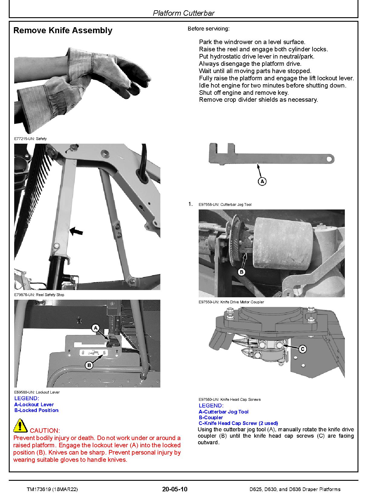 John Deere D625 D630 D636 Draper Platforms Technical Manual TM173619 (2)